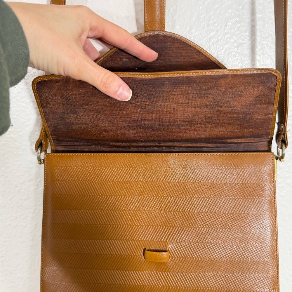 vintage brown leather shoulder crossbody bag Gallery Originals Sophisticated - Picture 8 of 15